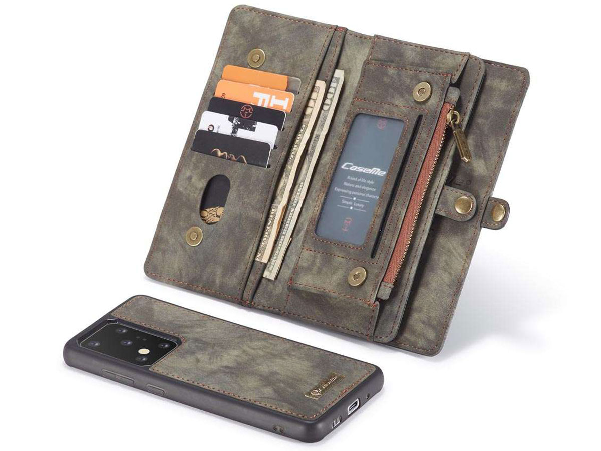 CaseMe 2in1 Wallet Ritsvak Case Zwart - Samsung Galaxy S20 Ultra Hoesje