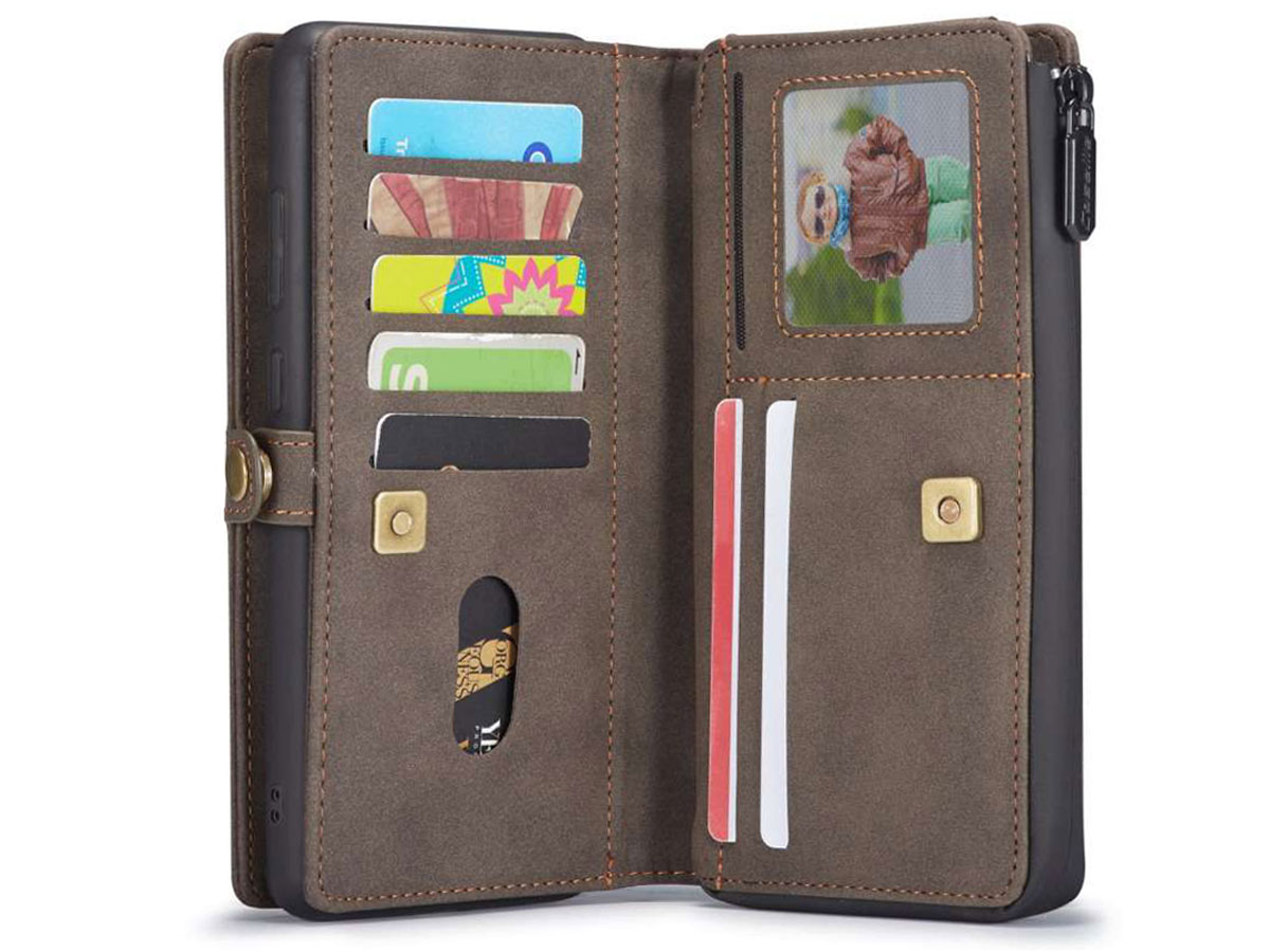 CaseMe Multi Wallet Ritsvak Case Bruin - Samsung Galaxy S20 Ultra Hoesje