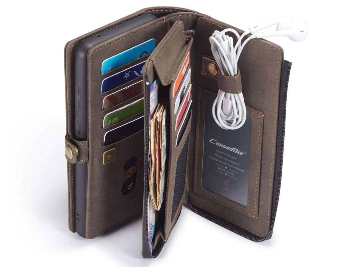 CaseMe Multi Wallet Ritsvak Case Bruin - Samsung Galaxy S20 Ultra Hoesje