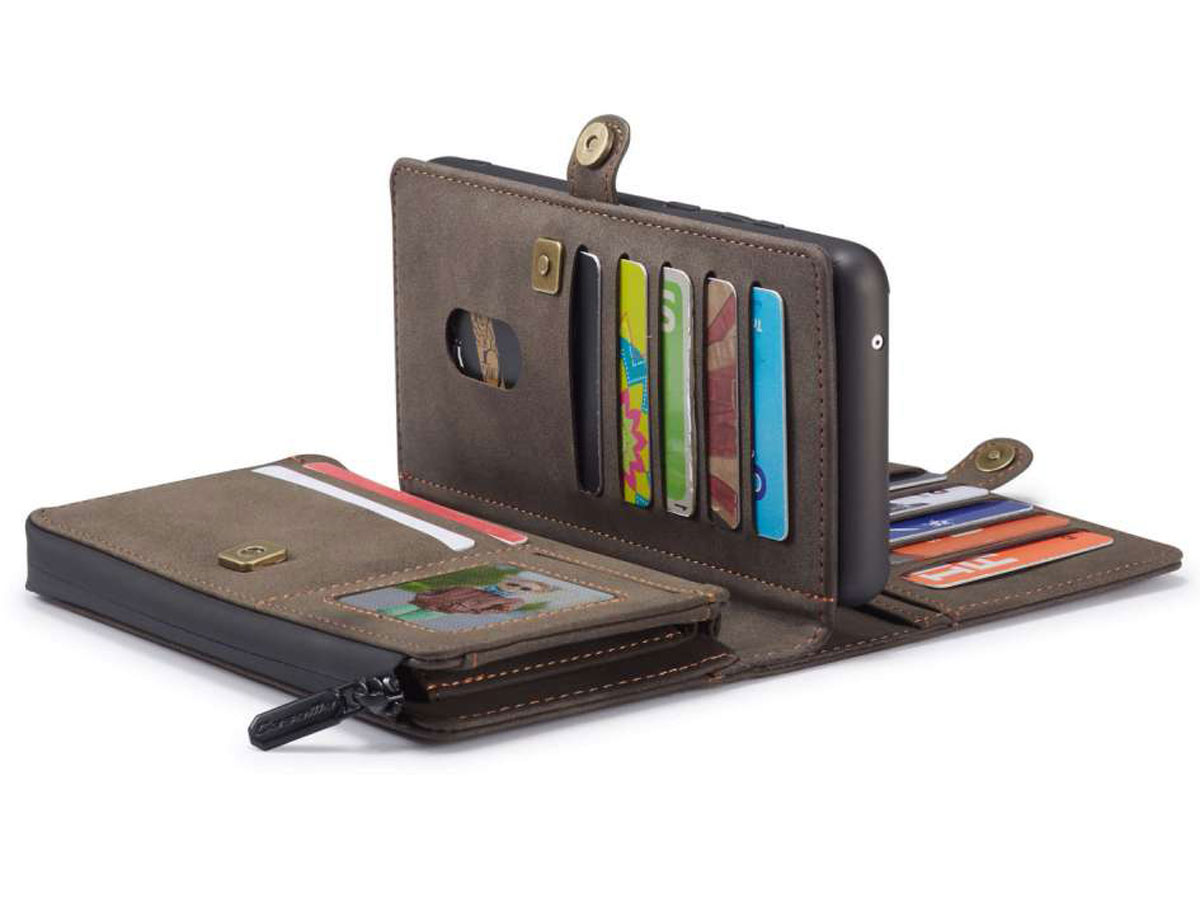 CaseMe Multi Wallet Ritsvak Case Bruin - Samsung Galaxy S20 Ultra Hoesje