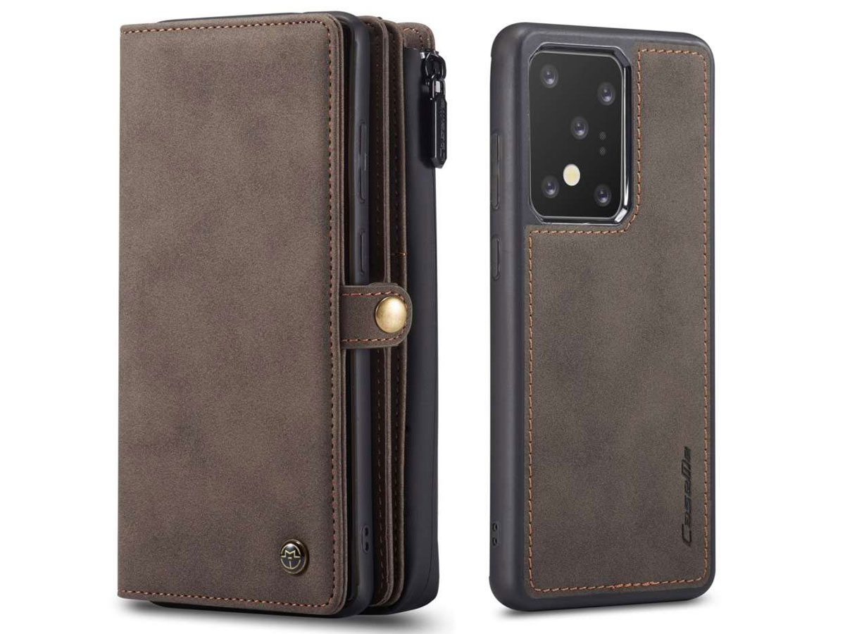 CaseMe Multi Wallet Ritsvak Case Bruin - Samsung Galaxy S20 Ultra Hoesje