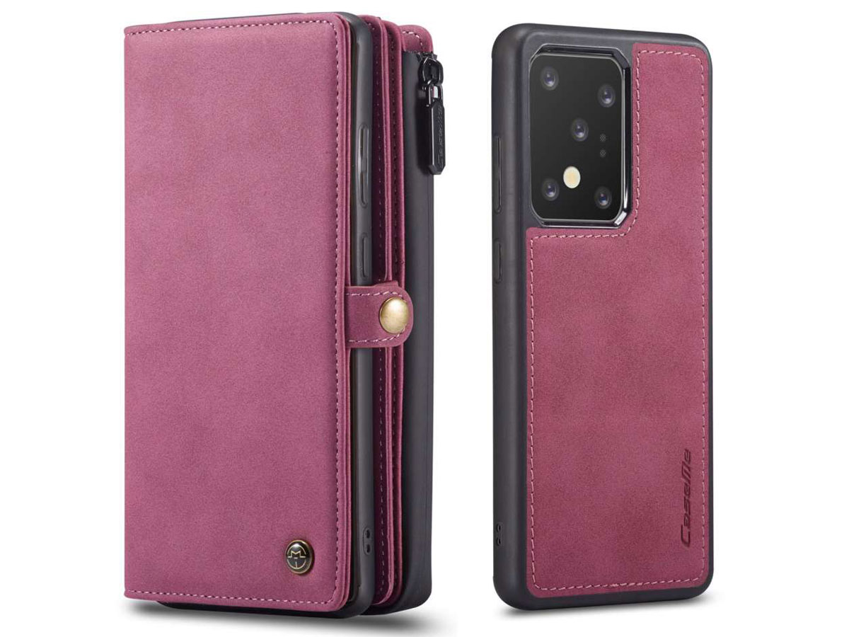 CaseMe Multi Wallet Ritsvak Case Rood - Samsung Galaxy S20 Ultra Hoesje