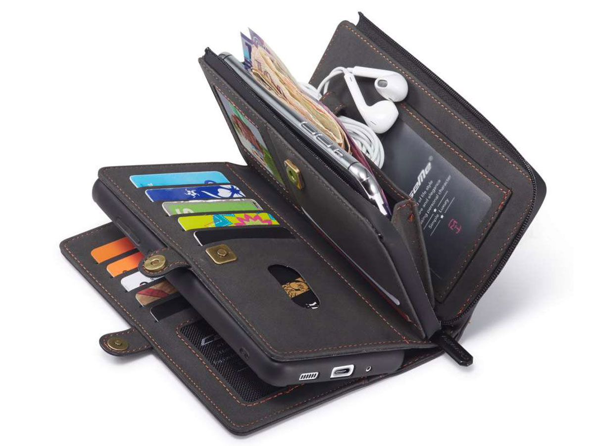 CaseMe Multi Wallet Ritsvak Case Zwart - Samsung Galaxy S20 Ultra Hoesje