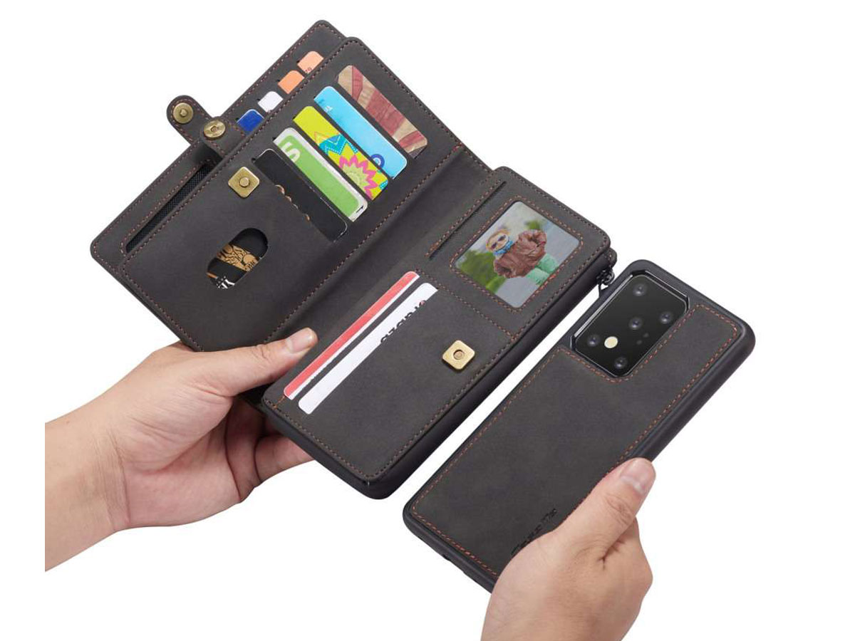 CaseMe Multi Wallet Ritsvak Case Zwart - Samsung Galaxy S20 Ultra Hoesje