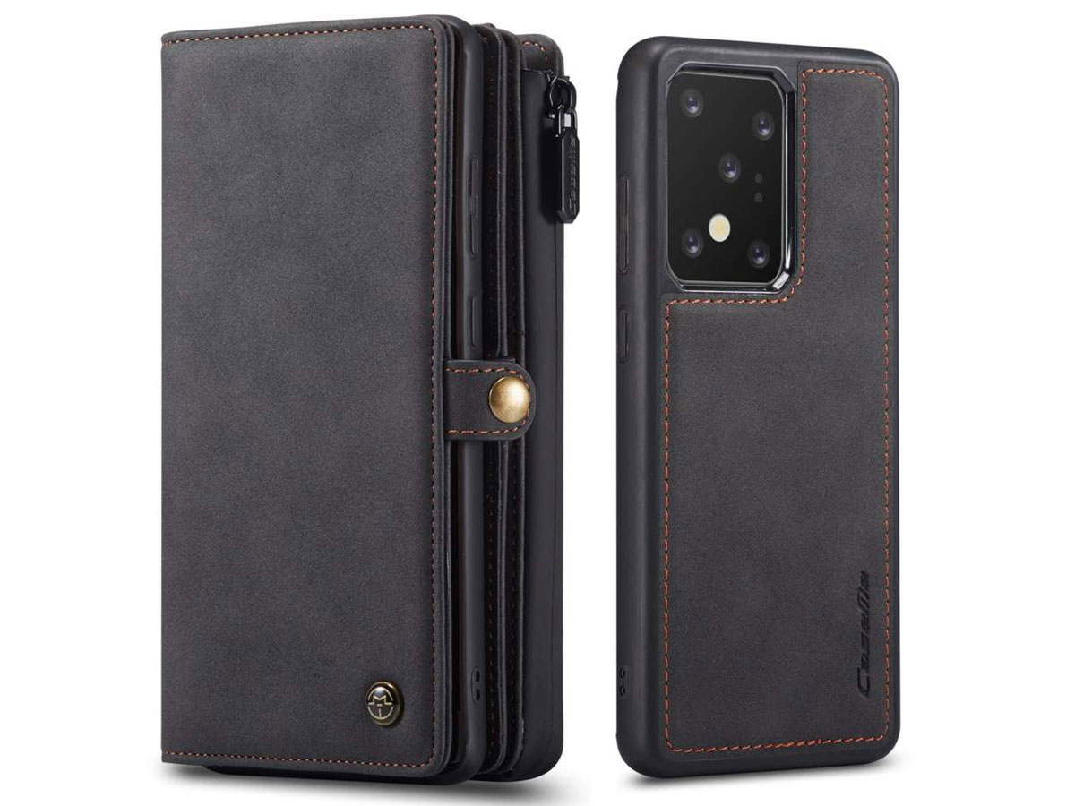 CaseMe Multi Wallet Ritsvak Case Zwart - Samsung Galaxy S20 Ultra Hoesje