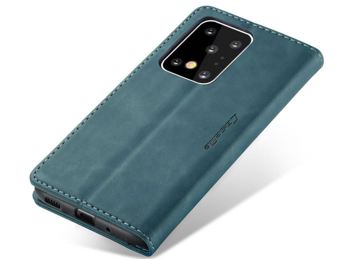 CaseMe Vintage BookCase Blauw - Samsung Galaxy S20 Ultra hoesje