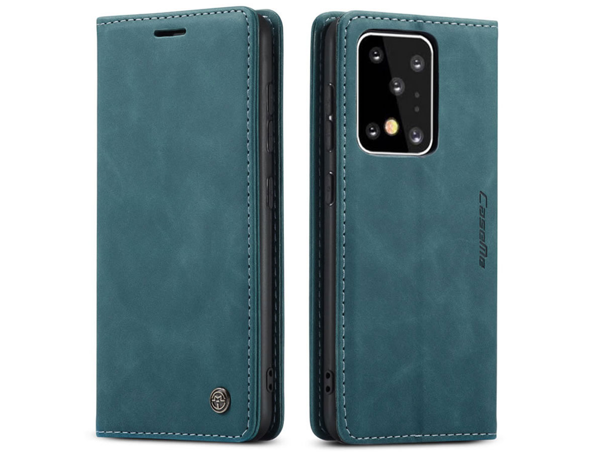 CaseMe Vintage BookCase Blauw - Samsung Galaxy S20 Ultra hoesje