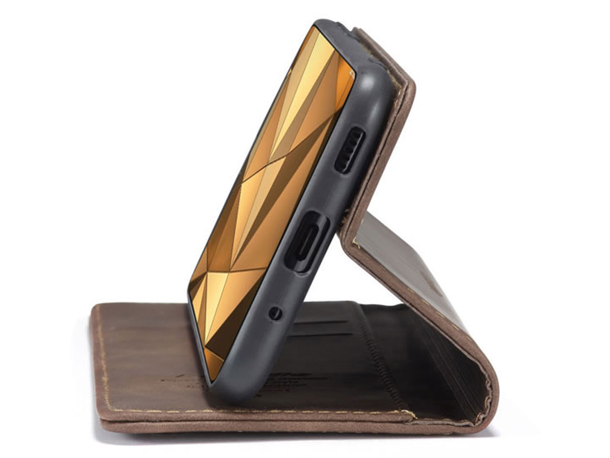 CaseMe Vintage BookCase Bruin - Samsung Galaxy S20 Ultra hoesje