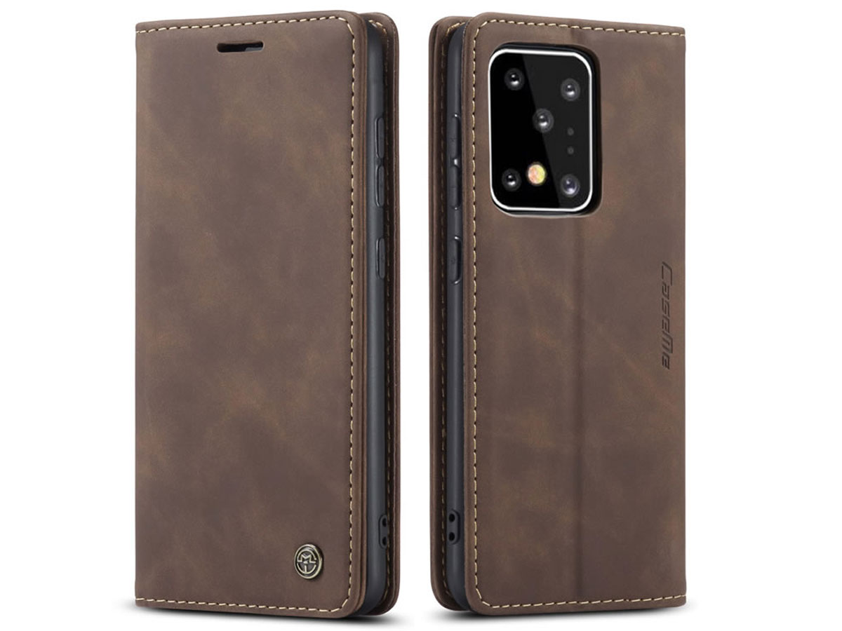 CaseMe Vintage BookCase Bruin - Samsung Galaxy S20 Ultra hoesje