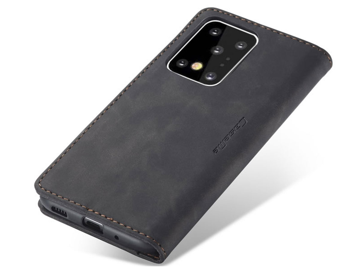 CaseMe Vintage BookCase Zwart - Samsung Galaxy S20 Ultra hoesje