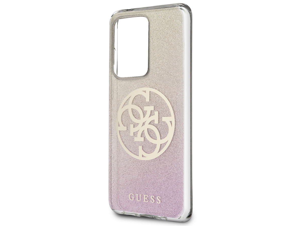 Guess 4G Glitter TPU Case Gold Pink - Samsung Galaxy S20 Ultra hoesje