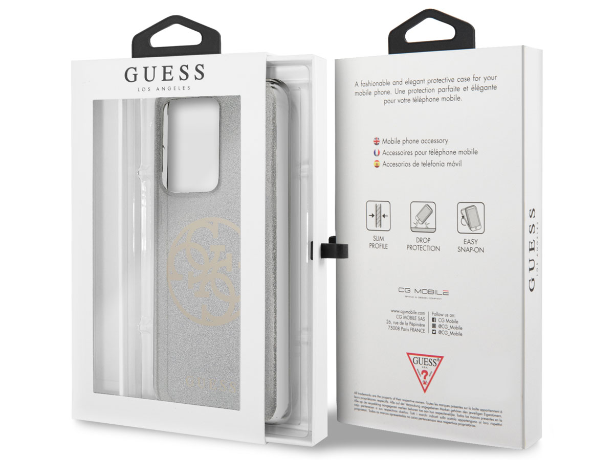 Guess 4G Glitter TPU Case Silver - Samsung Galaxy S20 Ultra hoesje