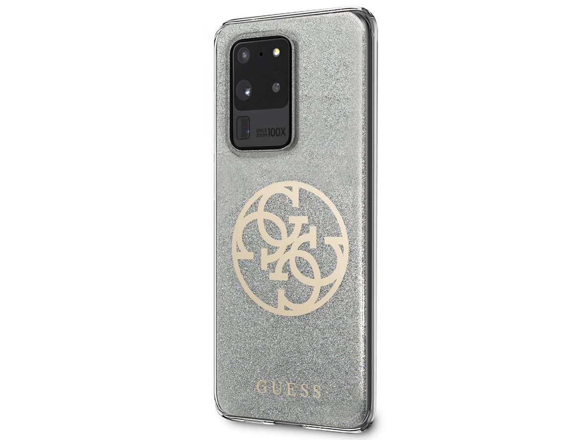 Guess 4G Glitter TPU Case Silver - Samsung Galaxy S20 Ultra hoesje