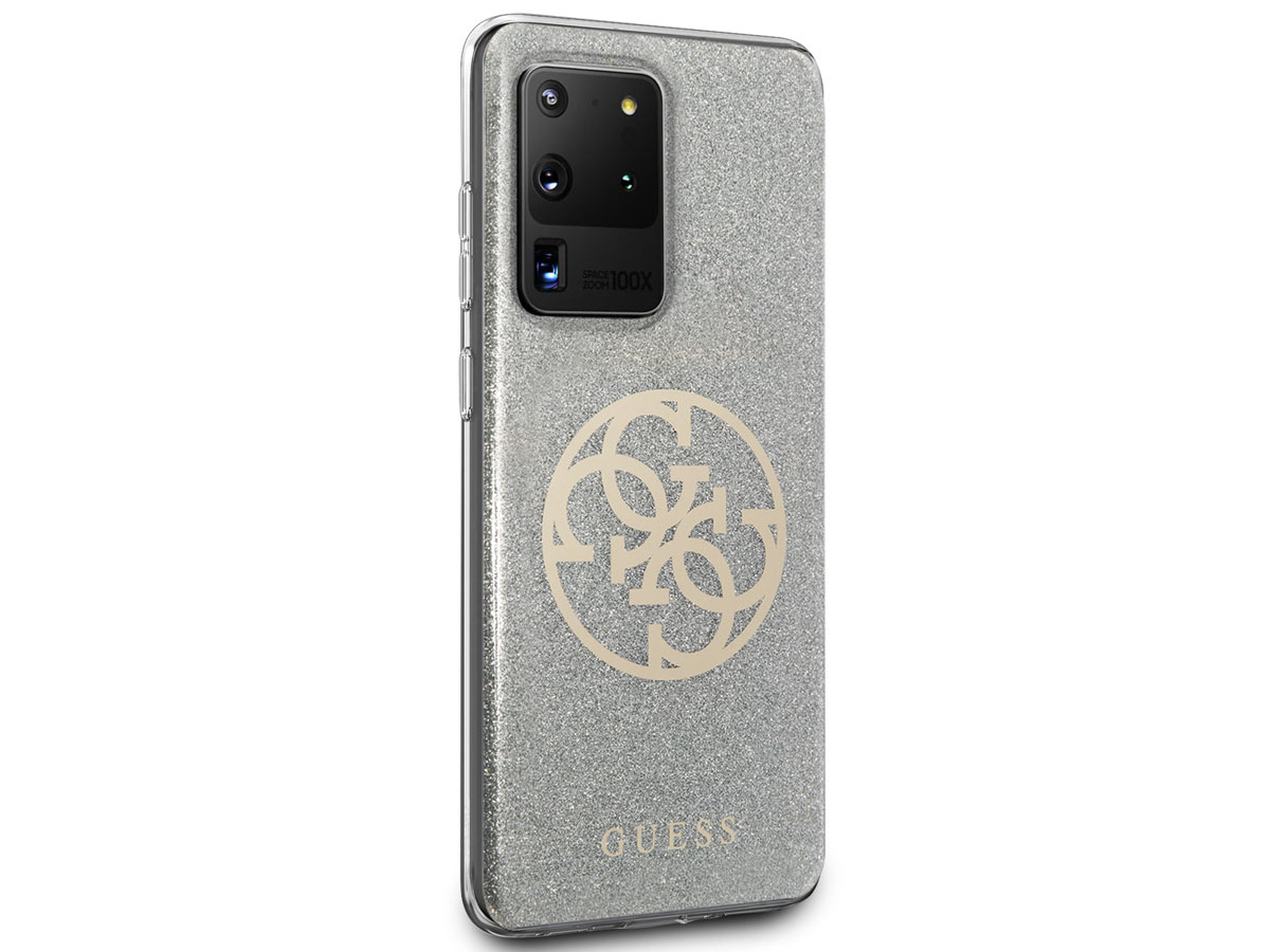 Guess 4G Glitter TPU Case Silver - Samsung Galaxy S20 Ultra hoesje