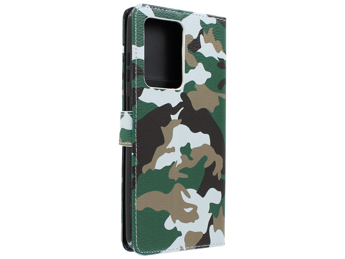 Book Case Mapje Camouflage - Samsung Galaxy S20 Plus hoesje