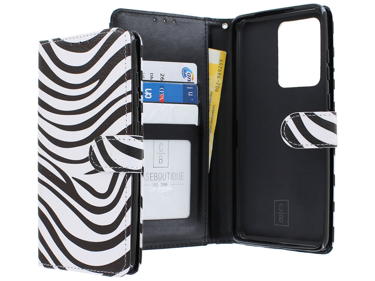 Book Case Mapje Zebra Print - Samsung Galaxy S20 Ultra hoesje