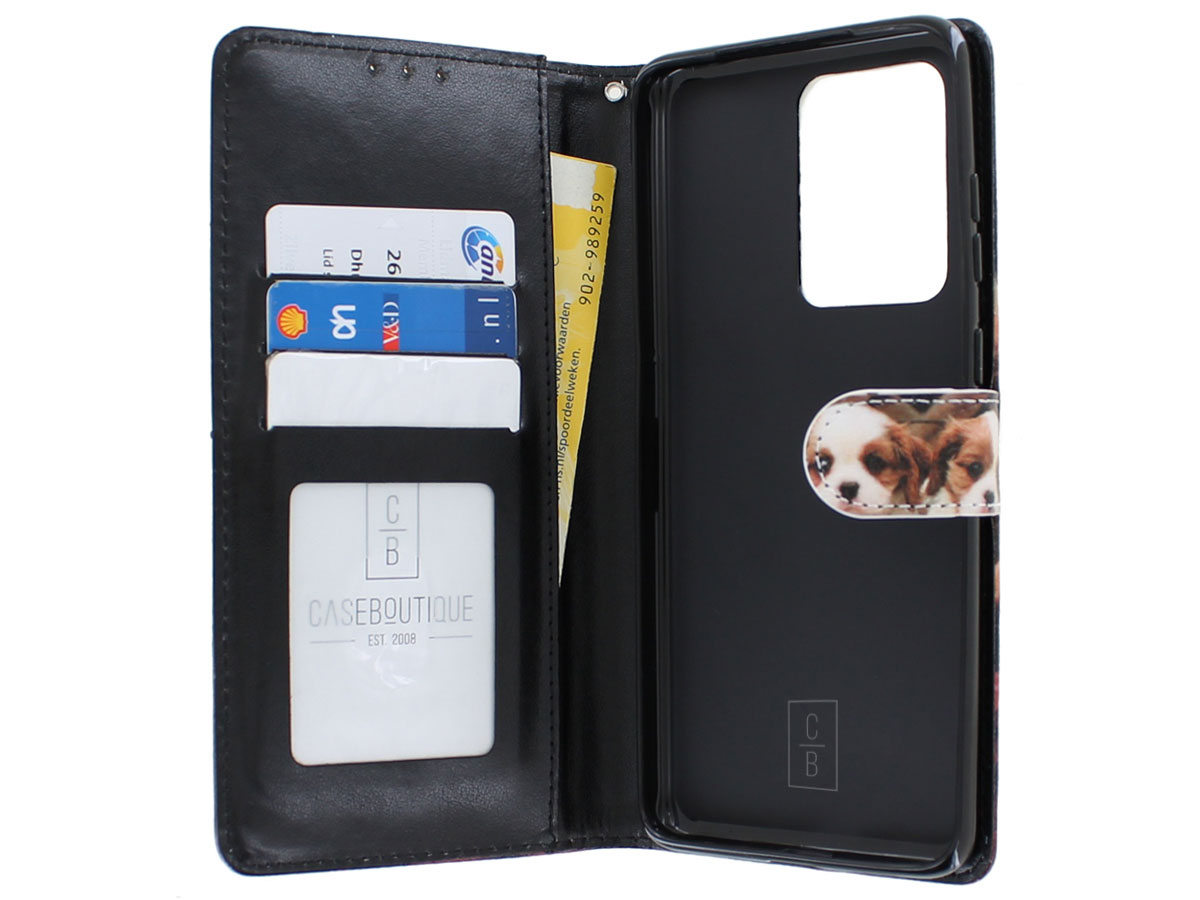 Book Case Mapje Honden Print - Samsung Galaxy S20 Ultra hoesje