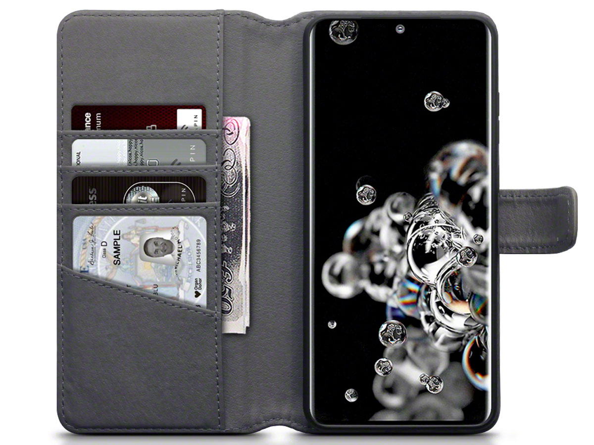 CaseBoutique Wallet Case Leer Grijs - Galaxy S20 Ultra hoesje