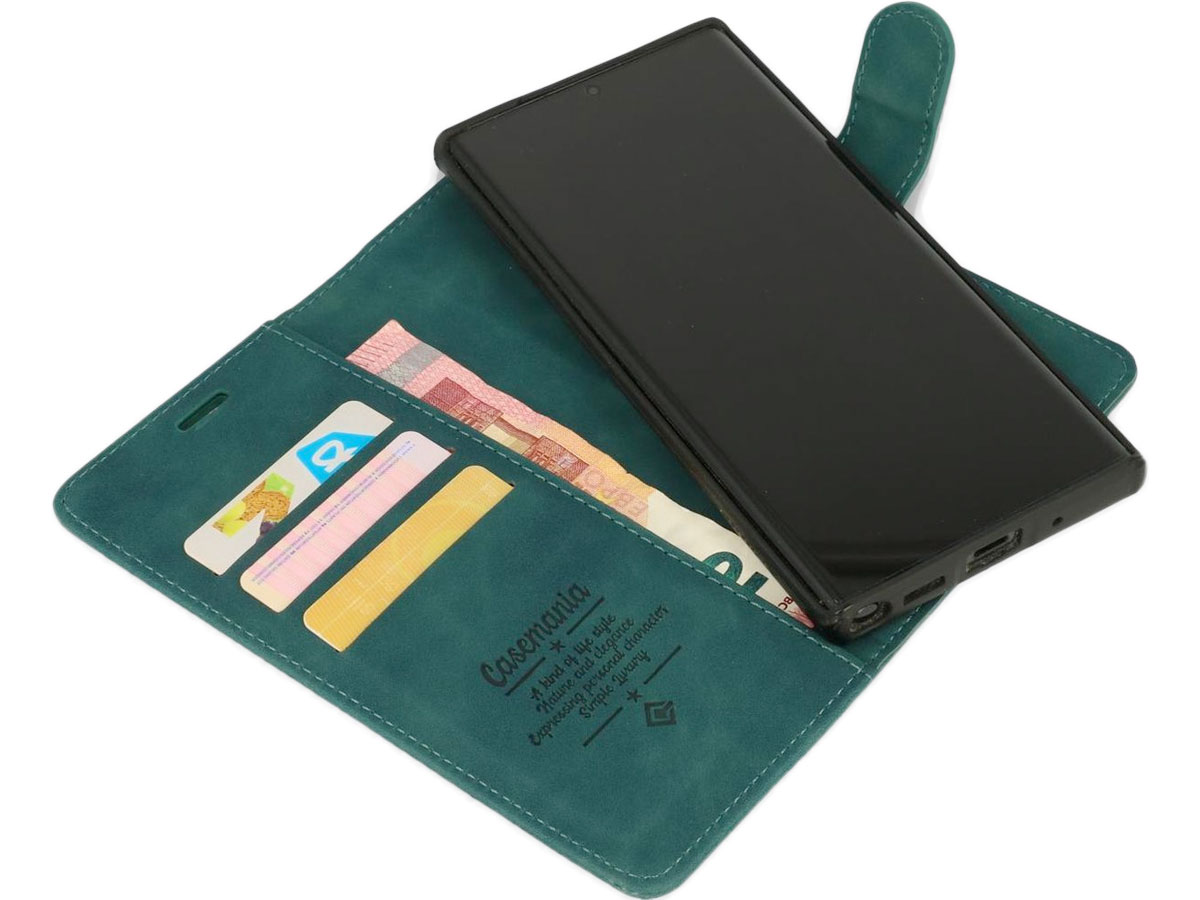 CaseMe 2in1 Magnetic Bookcase Groen - Samsung Galaxy S21 FE Hoesje