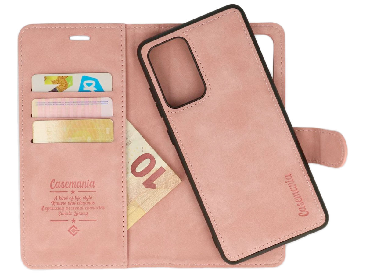 CaseMania 2in1 Magnetic Bookcase Roze - Samsung Galaxy S21 FE Hoesje