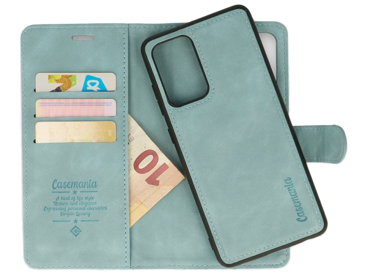 CaseMania 2in1 Magnetic Bookcase Aqua - Samsung Galaxy S21 FE Hoesje