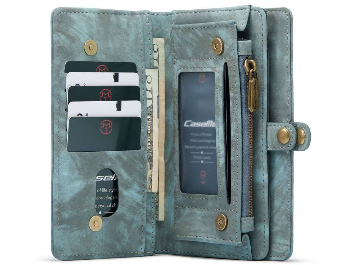 CaseMe 2in1 Wallet Ritsvak Case Blauw - Samsung Galaxy S21 FE Hoesje