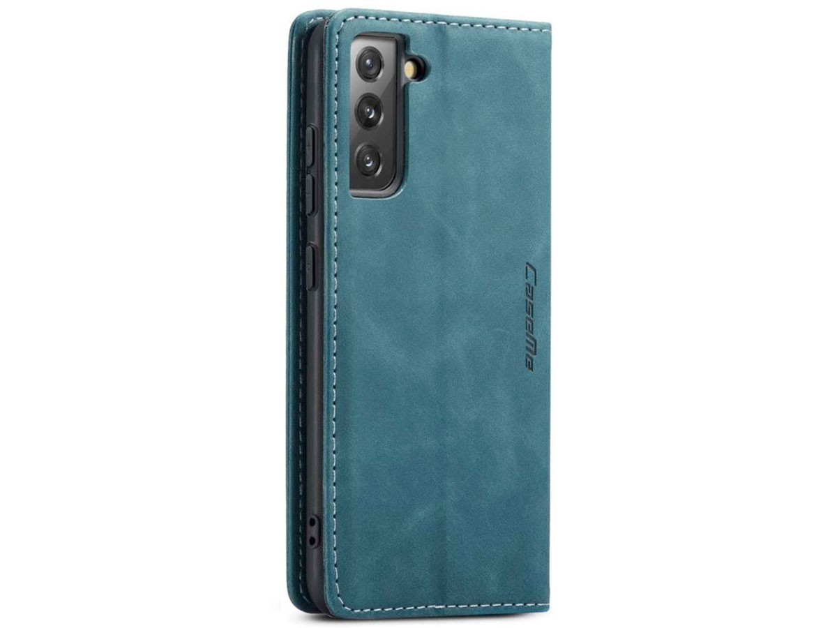 CaseMania Vintage Slim Bookcase Groen - Samsung Galaxy S21 FE hoesje