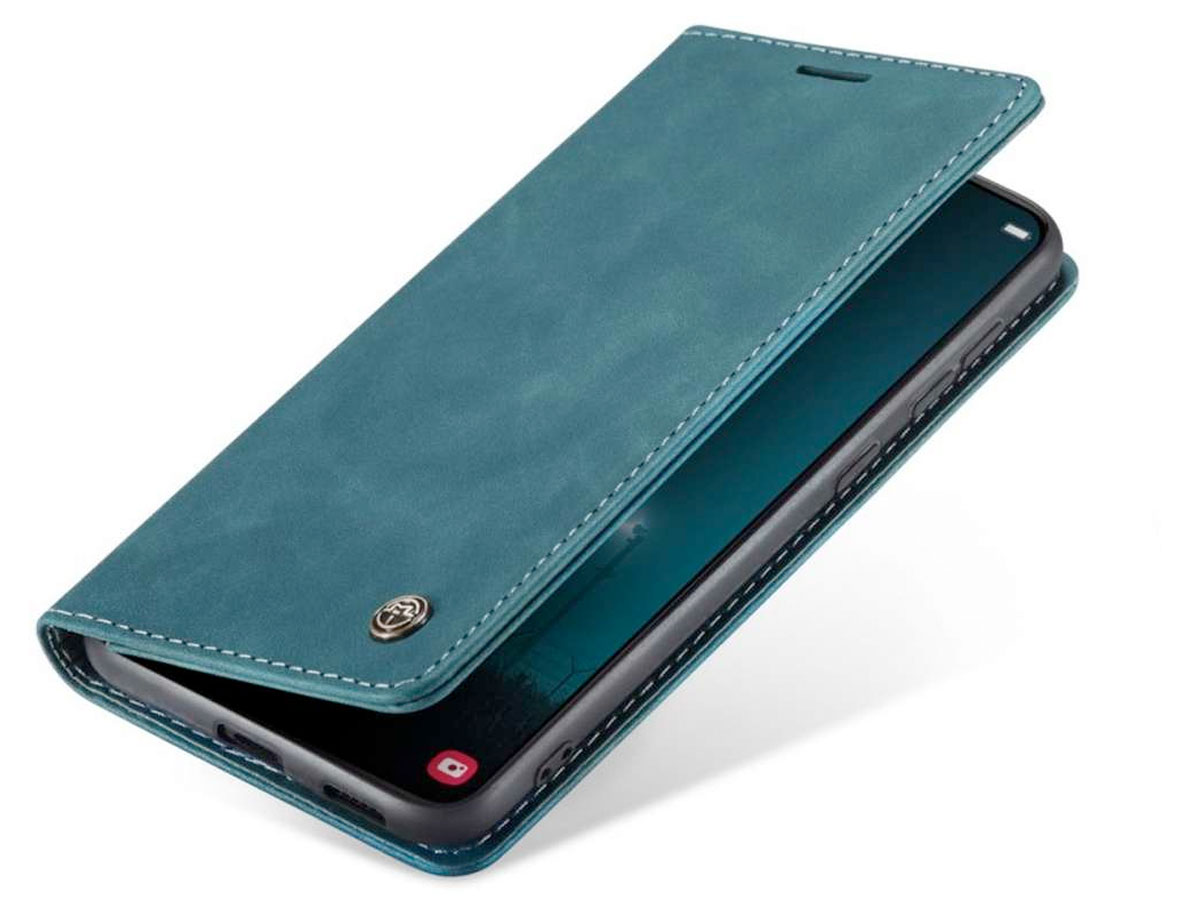 CaseMania Vintage Slim Bookcase Groen - Samsung Galaxy S21 FE hoesje