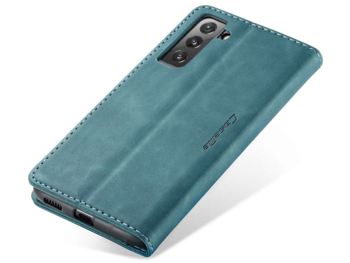 CaseMania Vintage Slim Bookcase Groen - Samsung Galaxy S21 FE hoesje