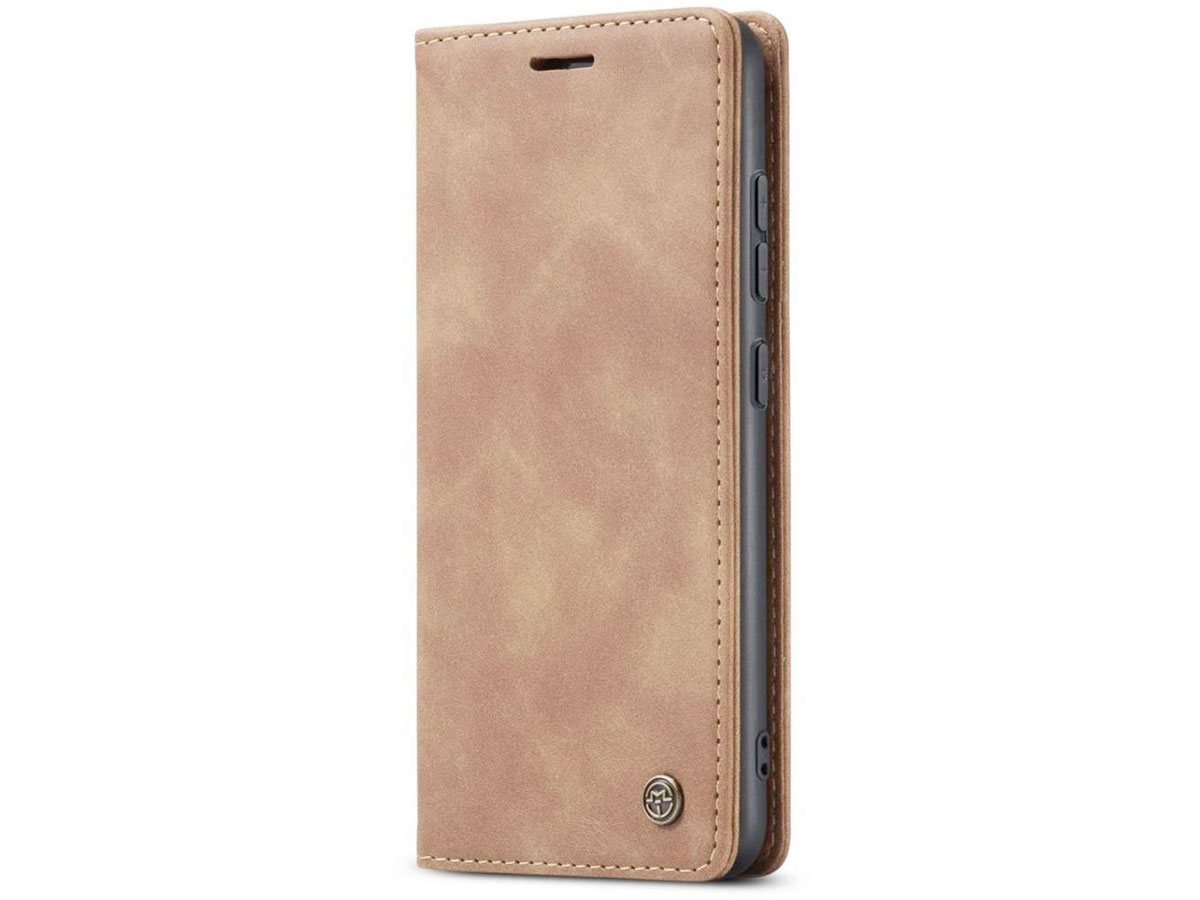 CaseMania Vintage Slim Bookcase Tan - Samsung Galaxy S21 FE hoesje