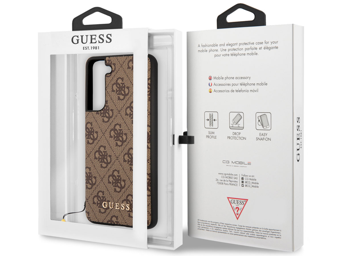 Guess Monogram Charm Case Bruin - Samsung Galaxy S21 FE hoesje