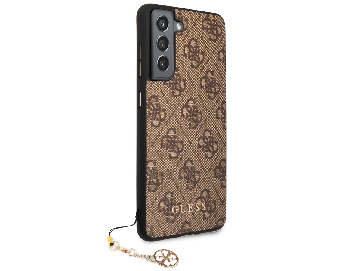 Guess Monogram Charm Case Bruin - Samsung Galaxy S21 FE hoesje