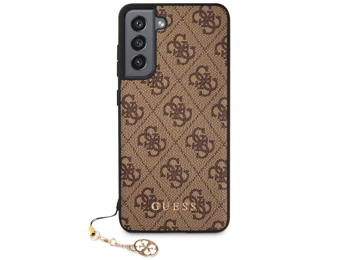 Guess Monogram Charm Case Bruin - Samsung Galaxy S21 FE hoesje