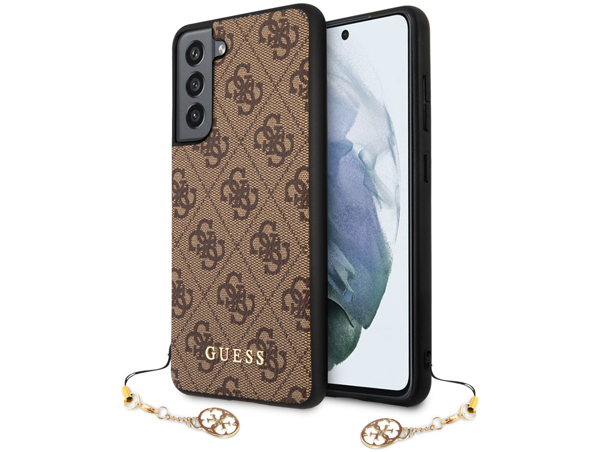 Guess Monogram Charm Case Bruin - Samsung Galaxy S21 FE hoesje