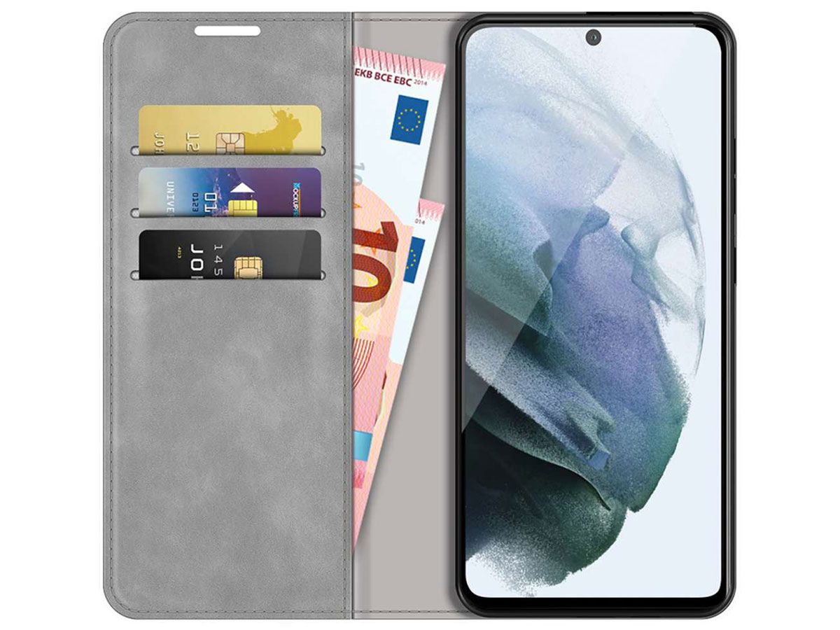 Just in Case Magnetic BookCase Grijs - Samsung Galaxy S21 FE hoesje