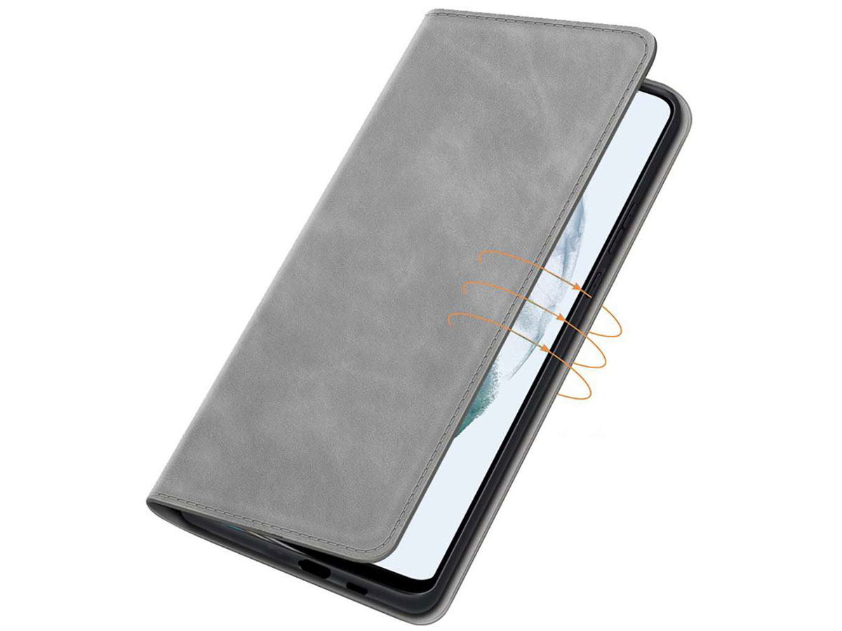 Just in Case Magnetic BookCase Grijs - Samsung Galaxy S21 FE hoesje