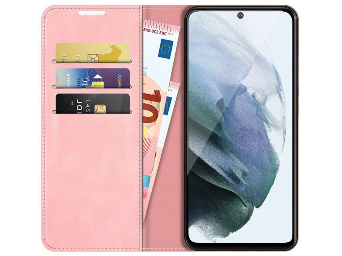 Just in Case Magnetic BookCase Roze - Samsung Galaxy S21 FE hoesje