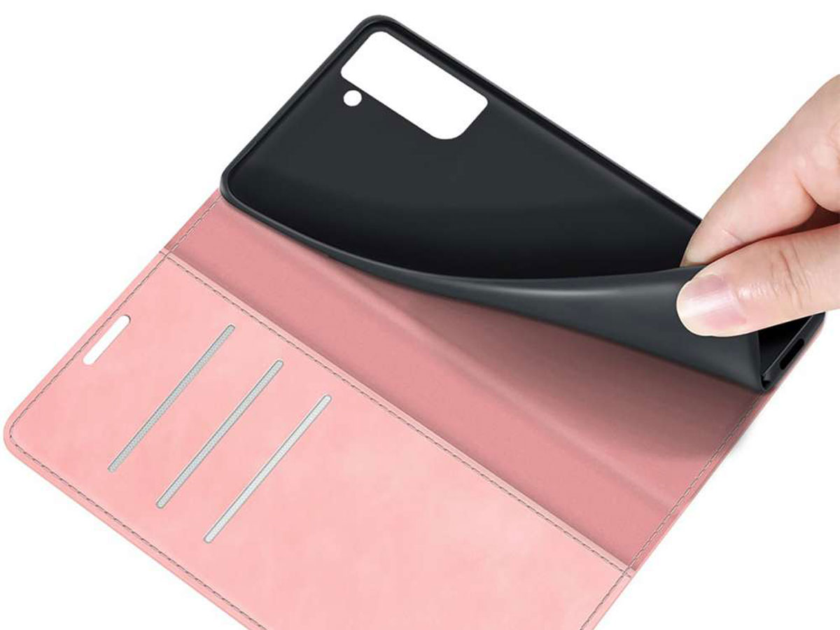 Just in Case Magnetic BookCase Roze - Samsung Galaxy S21 FE hoesje