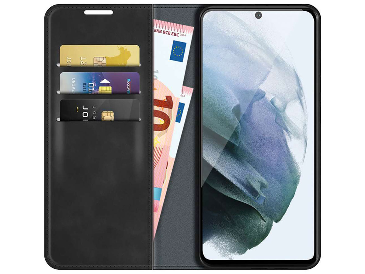 Just in Case Magnetic BookCase Zwart - Samsung Galaxy S21 FE hoesje