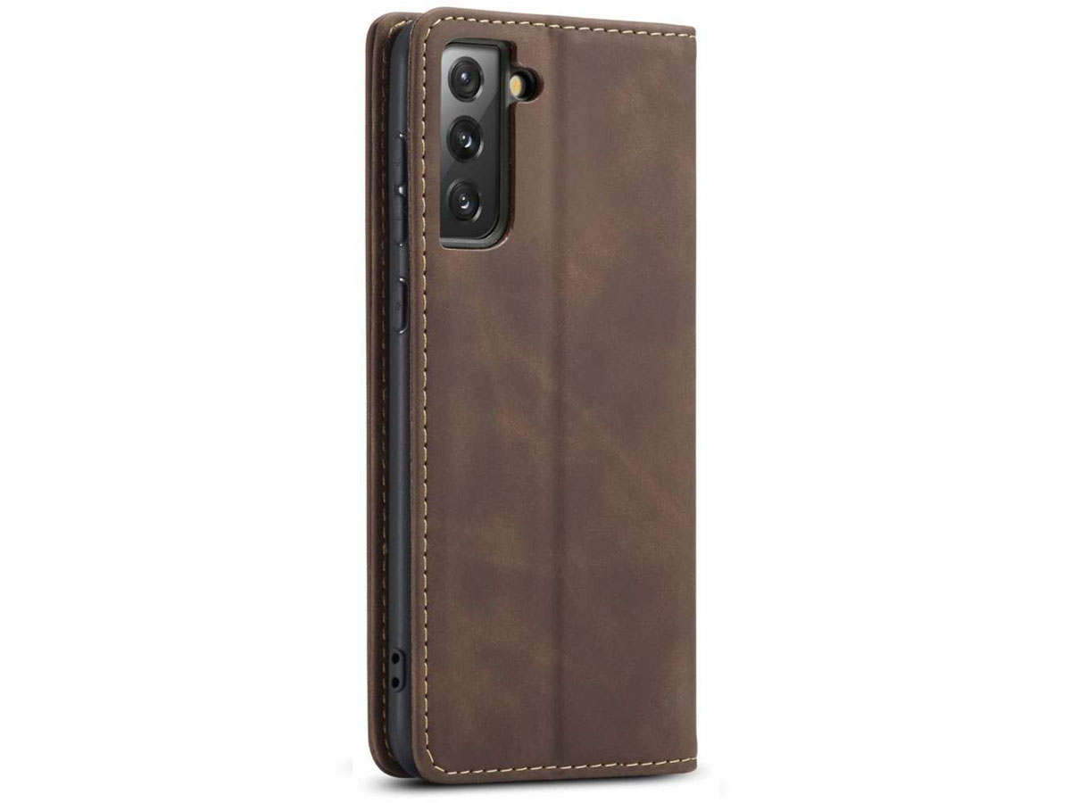 Just in Case Vintage BookCase Bruin - Samsung Galaxy S21 FE hoesje