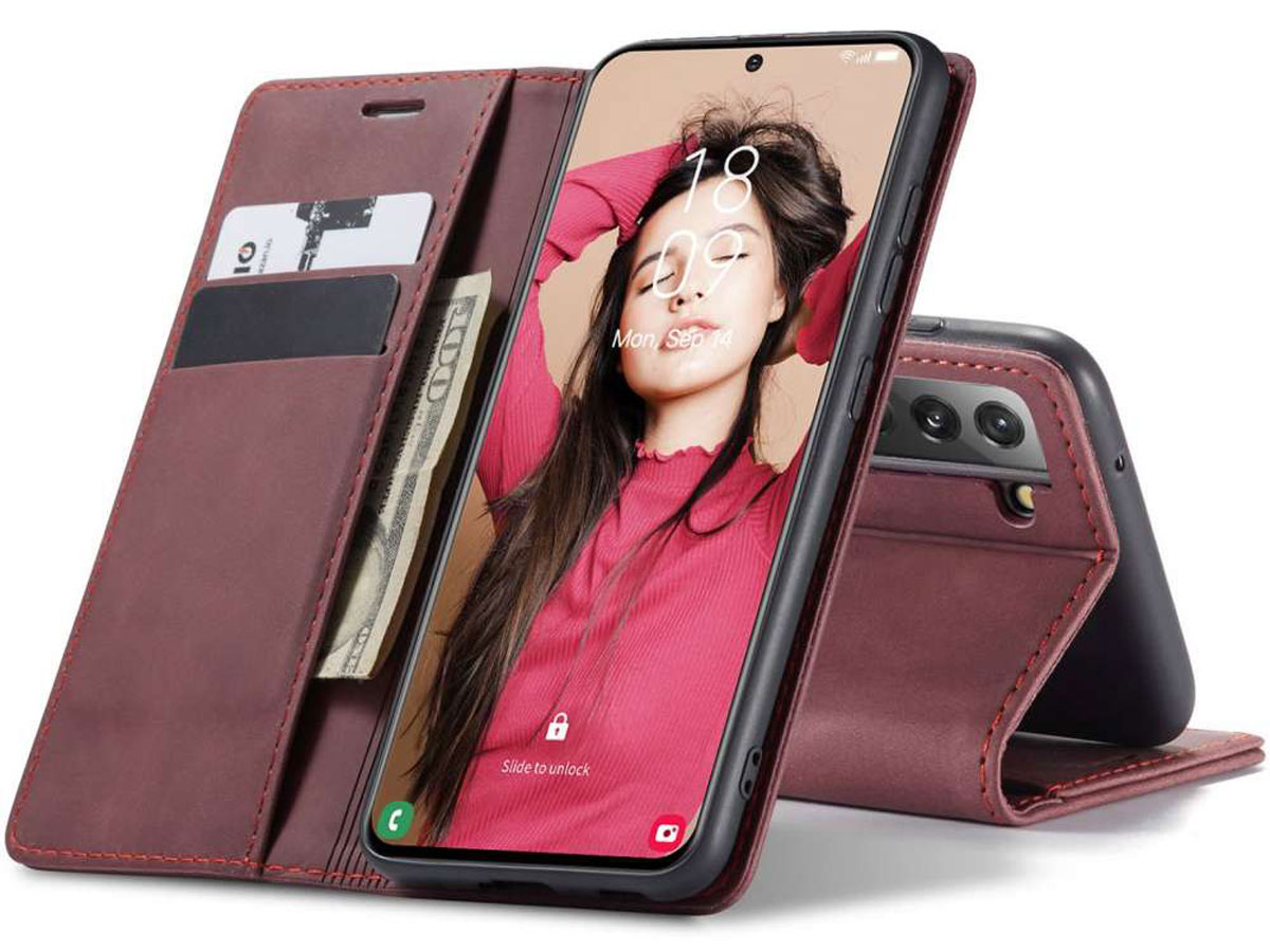 Just in Case Vintage BookCase Rood - Samsung Galaxy S21 FE hoesje