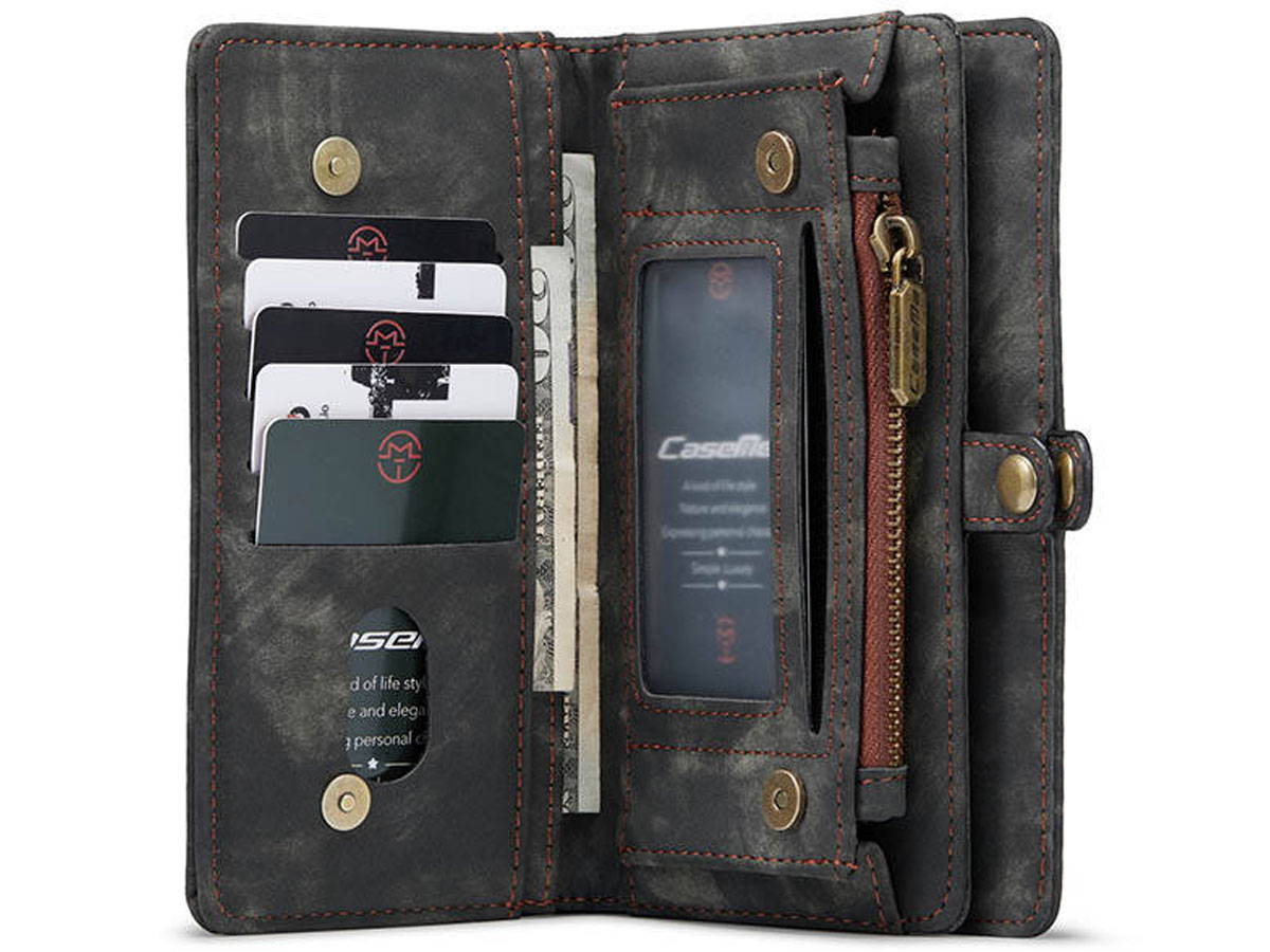CaseMe 2in1 Wallet Ritsvak Case Zwart - Samsung Galaxy S21 Hoesje