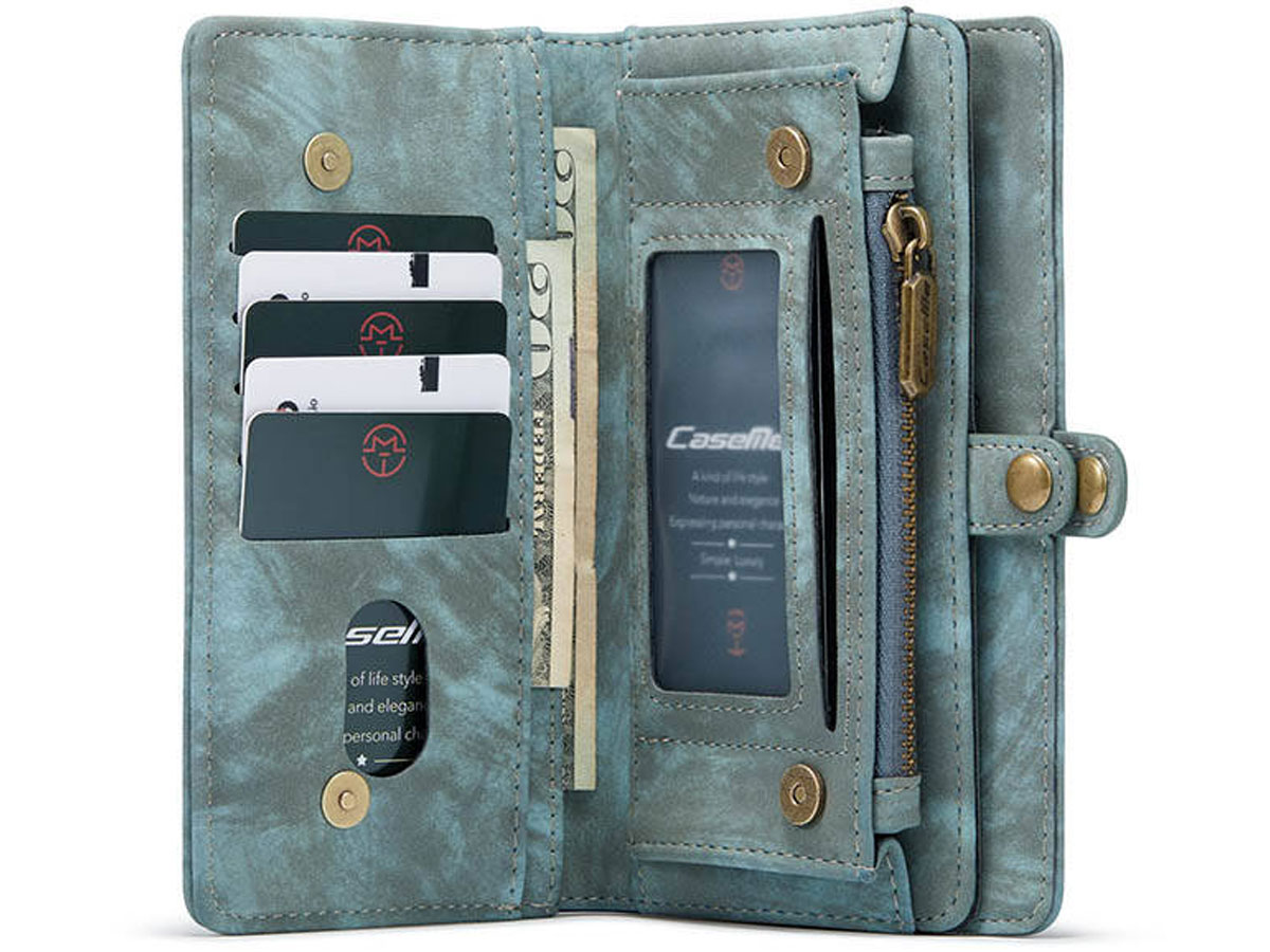 CaseMe 2in1 Wallet Ritsvak Case Blauw - Samsung Galaxy S21 Hoesje
