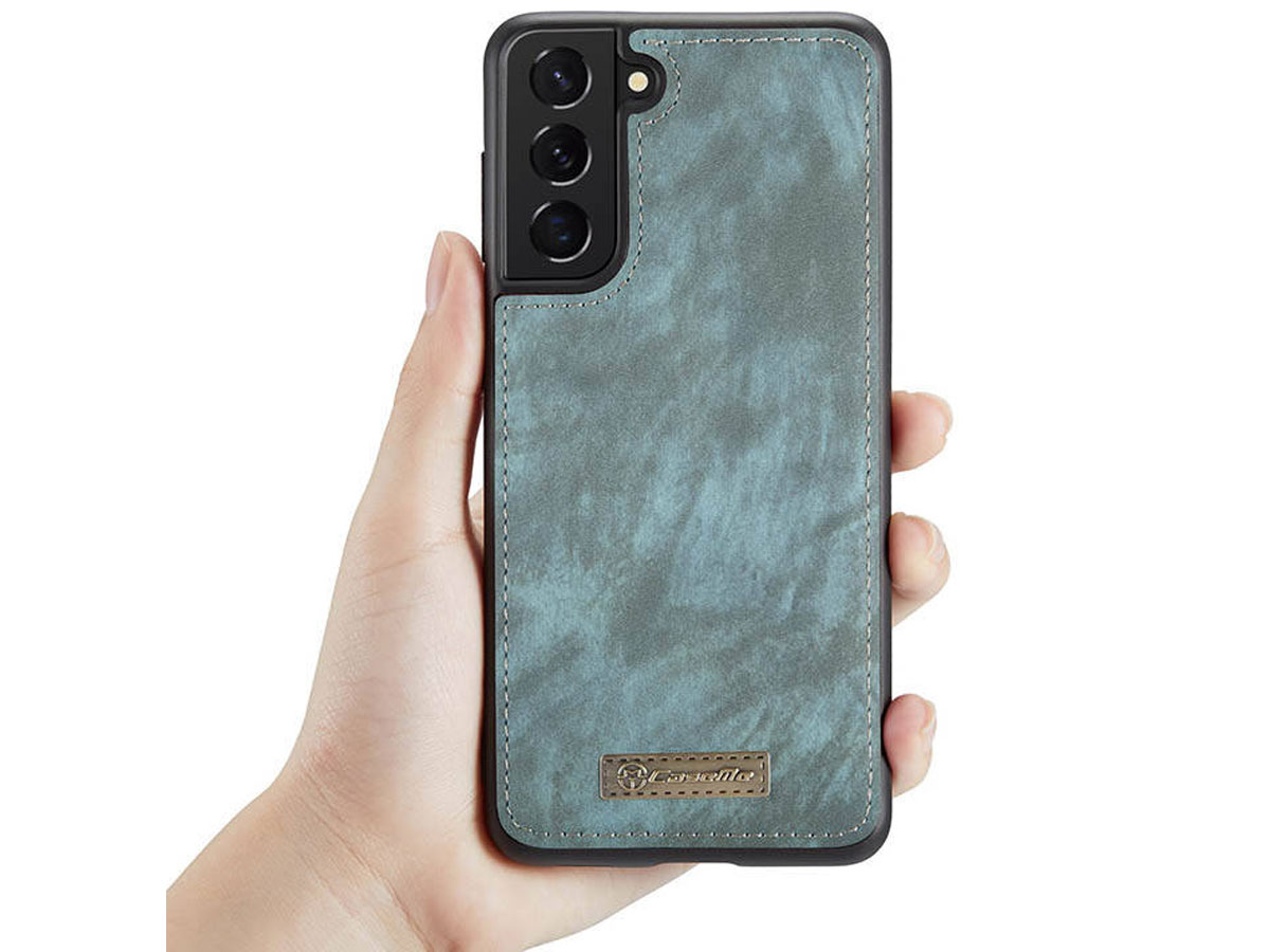 CaseMe 2in1 Wallet Ritsvak Case Blauw - Samsung Galaxy S21 Hoesje