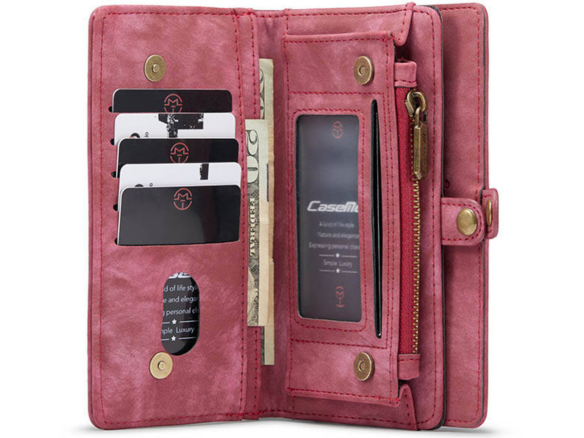 CaseMe 2in1 Wallet Ritsvak Case Rood - Samsung Galaxy S21 Hoesje