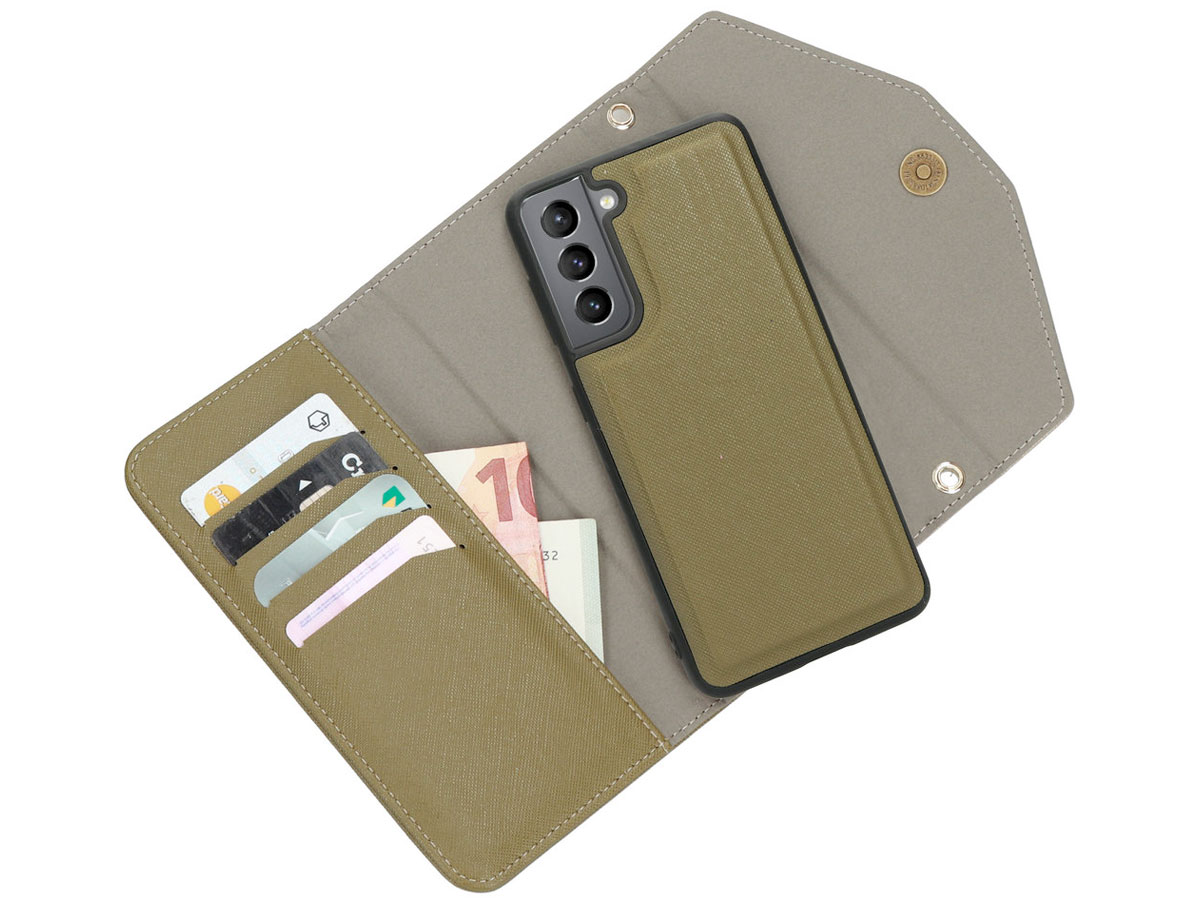 Casetastic Saffiano 2in1 Clutch Case Groen - Samsung Galaxy S21 hoesje