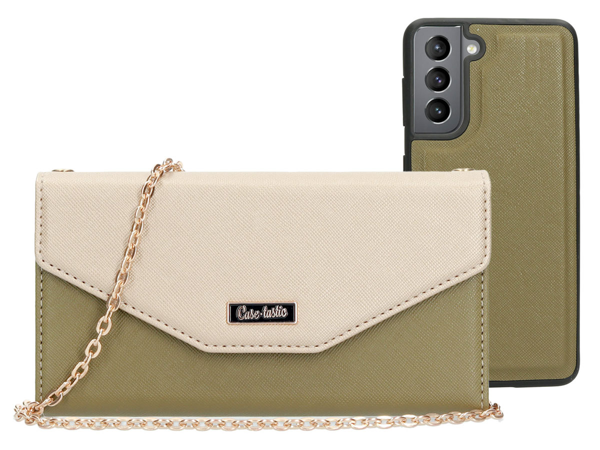 Casetastic Saffiano 2in1 Clutch Case Groen - Samsung Galaxy S21 hoesje