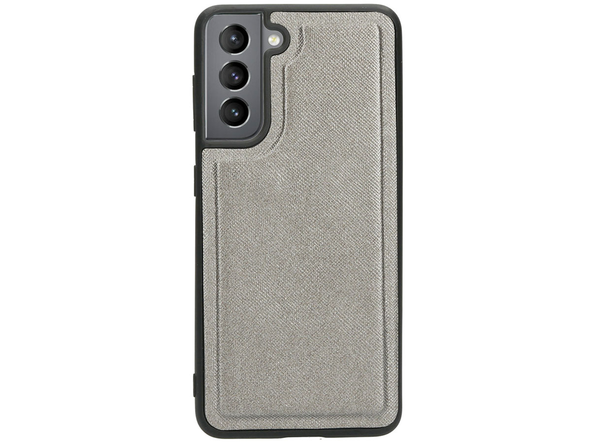 Casetastic Saffiano 2in1 Clutch Case Zilver - Samsung Galaxy S21 hoesje