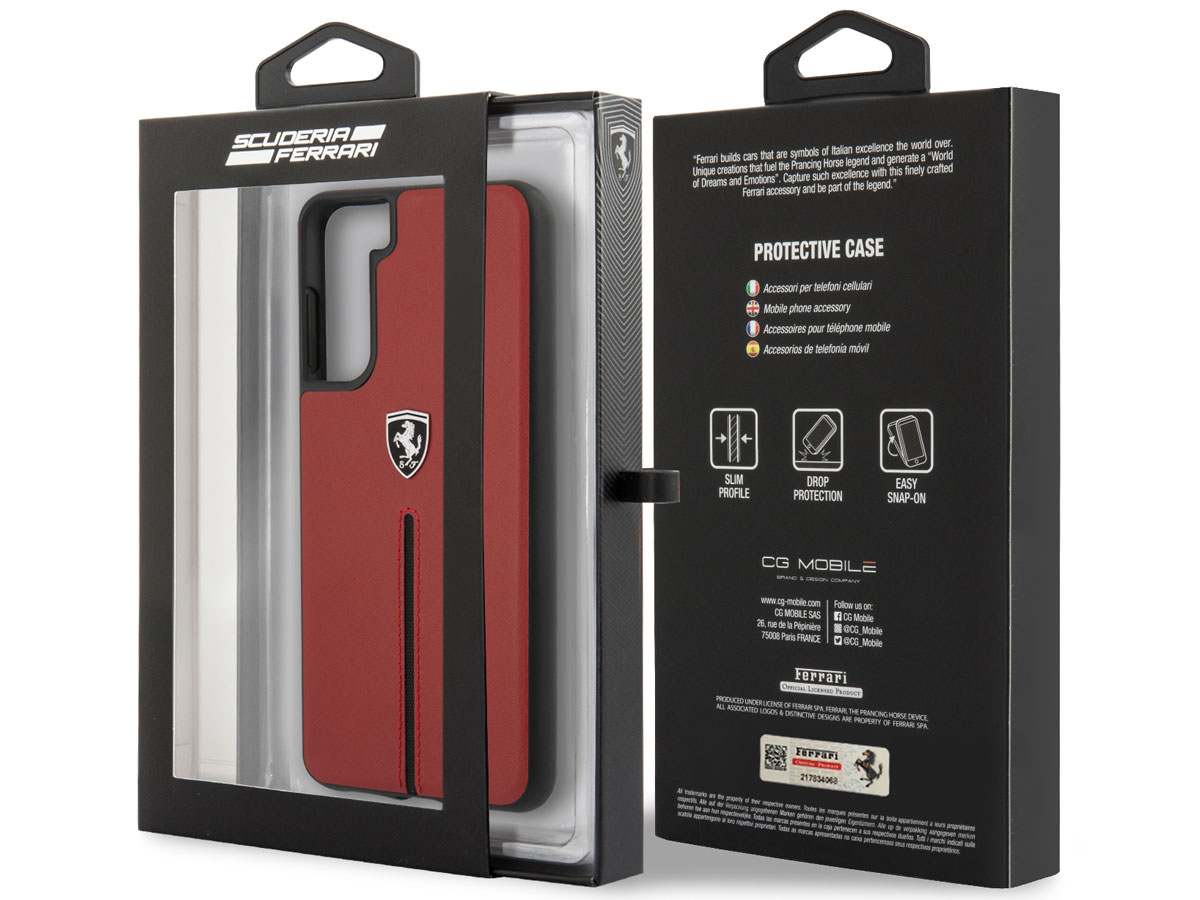 Ferrari Leather Case Rood - Samsung Galaxy S21 Hoesje