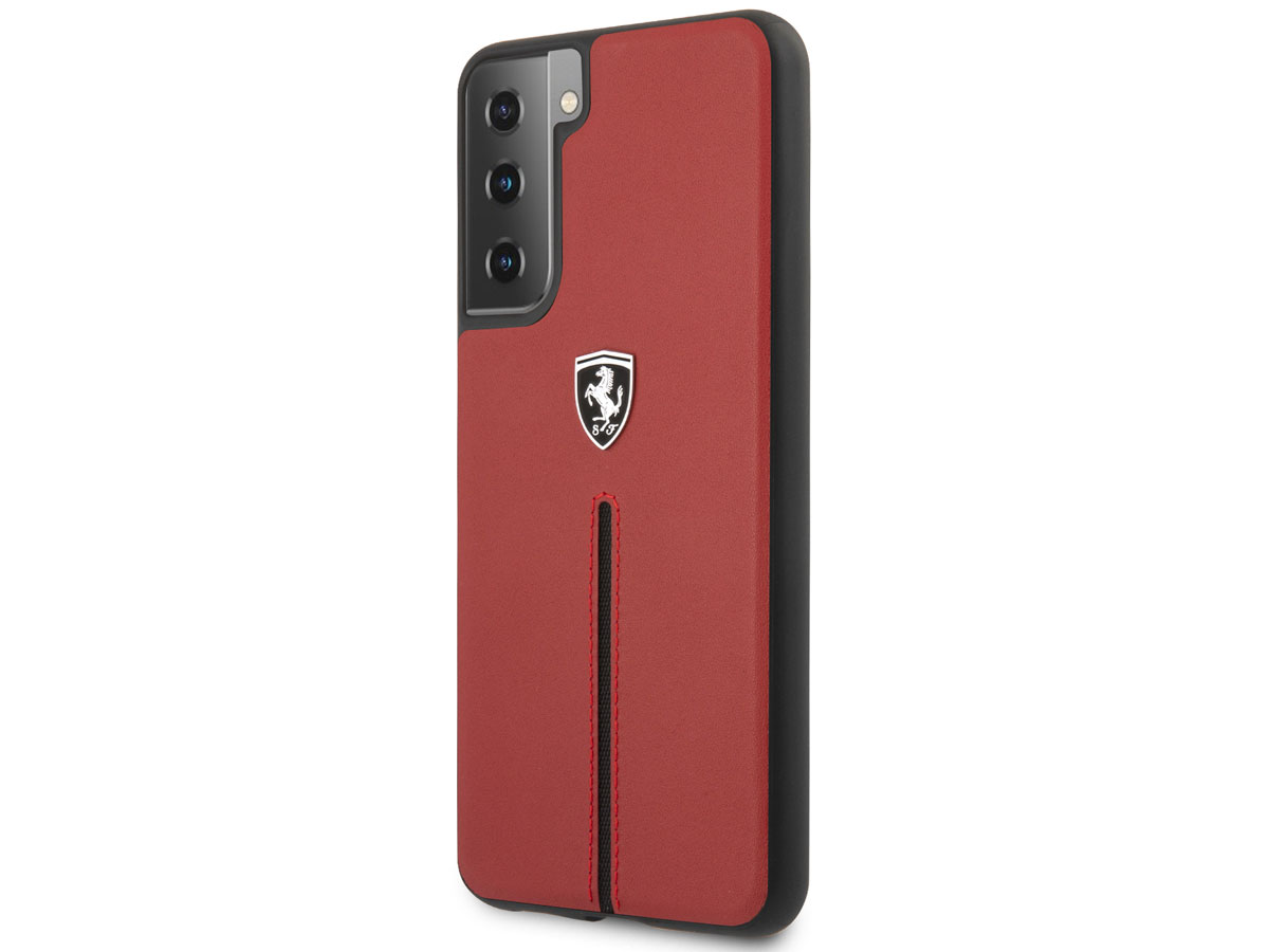 Ferrari Leather Case Rood - Samsung Galaxy S21 Hoesje